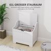 HOMCOM Truhe Aufbewahrungstruhe mit Sicherheitsscharnier (Aufbewahrungsbox mit U-förmigem Griffausschnitt, 1 St, Aufbewahrungskiste aus Holz), für Wohnzimmer, 56,5 x 38 x 56 cm, weiß Bild 4