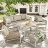 Flieks Gartenlounge-Set, 7-Sitzer Gartenmöbel-Set Sitzgruppe mit Holzoptik Glas Tischplatte Bild 5