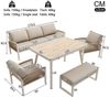 Flieks Gartenlounge-Set, 7-Sitzer Gartenmöbel-Set Sitzgruppe mit Holzoptik Glas Tischplatte Bild 4