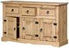 Sideboard 132 x 44 x 84 cm aus massivem Kiefernholz mit Schubladen und Türen Bild 3