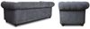 Schlafsofa Chesterfield Asti Bis 3-Sitzer, Sofa mit Schlaffunktion, Couch 3-er, Couchgarnitur, Sofagarnitur, Holzfüße - Glamour Design, Velours (Grau (Velvet 10)) Bild 3