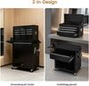 BarberPub 2 in 1 Friseurwagen mit 5 Schubladen, Schrank & 6 Haken, Bedienungswagen mit Rollen, Friseur Arbeitswagen Abschließbar, Beauty Salon Trolley Metall, 0097,Schwarz-Silber Bild 5