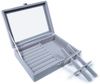 Yudu Aufbewahrungsbox Schmucktablett Schmucklade Schmuckkästchen mit Glasdeckel grau Bild 3
