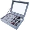 Yudu Aufbewahrungsbox Schmucktablett Schmucklade Schmuckkästchen mit Glasdeckel grau Bild 5