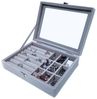 Yudu Aufbewahrungsbox Schmucktablett Schmucklade Schmuckkästchen mit Glasdeckel grau Bild 4