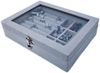 Yudu Aufbewahrungsbox Schmucktablett Schmucklade Schmuckkästchen mit Glasdeckel grau Bild 2