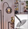 hofstein Bogenlampe Stehlampe aus Metall/Glas in Schwarz/Chrom/Rauch im Retro-Design, verstellbare Stehleuchte mit Glasschirmen (25cm) u. Fußschalter, E27 Bild 2