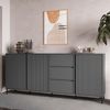 Lomadox Sideboard AMELIA-129, Kommode 212 cm anthrazit mit Rillen 3 Türen 3 Schubladen Bild 4