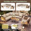 Celya Gartenlounge-Set Sechspersonen L-förmiges Gartensofa-Set mit handgeflochtenen Armlehnen, (Inkl. 2 Holz-Couchtische & Sessel), Wetterfeste Eckgarnitur aus Eisen, Mit Polstern, Beige Bild 4