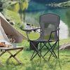 SONGMICS Campingstuhl 2er Set, Klappstuhl Outdoor, Angelstuhl, hohe Rückenlehne, verstellbare Armlehnen, Getränkehalter, klappbar, bis 150 kg belastbar, Camping Garten, schiefergrau GCBDE028G01 Bild 2