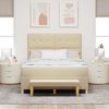 vidaXL Boxspringbett mit Matratze Creme 140 x 190 cm Stoff 3344301 Bild 3