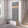 Garderoben-Set Aura version 6 mit Schuhregal und Polsterplatten, Ideal für Flur und Eingangsbereich (Weiß / Eiche Artisan, Trinity 33), 225 x 40 x 70 cm Bild 5