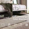 Merax Hydraulisch Einzelbett Polsterbett 90x200cm,Verstellbares Kopfteil, Bett mit Lattenrost aus Metallrahmen, Samt, Modernes Bettgestell mit Stauraum, Hellgrau Bild 4