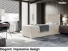 MEBLINI Boxspringbett LUKAS 100x200 cm mit Bettkasten - H3/Beige Webstoff Gepolstert Einzelbett mit Topper & Bonellfederkern-Matratze - 100x200 Rechts Bild 2