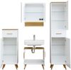 Pelipal Badmöbel-Set, Quickset 383, Weiß Matt - Waschbeckenunterschrank, Spiegelschrank, Hochschrank, Unterschrank, inkl. Füße Bild 3