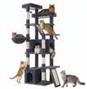 FEANDREA Kletterbaum für Katzen, extra groß, stabiler Katzenkratzbaum mit Kratzsäulen, Plüsch, für große Katzen, dunkelgrau Bild 2