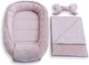 Loolay Kuschelnest BABYNEST + DECKE + Kissen Babyausstattung Baumwolle & Samt Velours, (MUSTER: ROSA Samt Velour/ Mini PUNKTE Rosa, 3-tlg, Liebevoll handgefertigt Nestchen! Geborgenheit Komfort für Neugeborene), Premium Ausstattung - 100% Europäische S... Bild 3