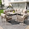 Merax Garten-Lounge-Set für 8 Personen mit verstellbaren Beine und Sitz- und Rückenkissen, Polyester / Metall, Beige Bild 3