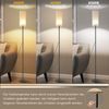 ZMH Stehlampe Wohnzimmer Dimmbar Stehleuchte: LED Standleuchte 3 Farbtemperaturen Vintage Beige Lampenschirm Standlampe mit Seilzugschalter Retro Stoff Leselampe für Schlafzimmer Esszimmer Büro Bild 2