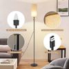 ZMH Stehlampe Wohnzimmer Dimmbar Stehleuchte: LED Standleuchte 3 Farbtemperaturen Vintage Beige Lampenschirm Standlampe mit Seilzugschalter Retro Stoff Leselampe für Schlafzimmer Esszimmer Büro Bild 5