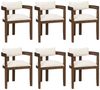 Flieks Esszimmerstuhl Gestell aus Massivholz, Bezug aus Leinenstoff (Set, 6 St), 6er Set Polsterstühle mit Armlehnen Wohnzimmerstuhl, Walnussfarbe Bild 2