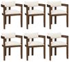 Flieks Esszimmerstuhl Gestell aus Massivholz, Bezug aus Leinenstoff (Set, 6 St), 6er Set Polsterstühle mit Armlehnen Wohnzimmerstuhl, Walnussfarbe Bild 4