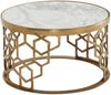 Couchtisch Marmor Weiß 60x60x36cm Metall Gold Rund Modern Wohnzimmer Bild 2