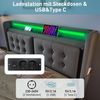 Polsterbett 140x200, Doppelbett mit Led-Kopfteil und USB C Ladefunktion, Hydraulisches Bett mit Lattenrost aus Holz und Metallrahmen, Belastbarkeit 300 kg,Grau,Baumwolle(Ohne Matratze) Bild 3