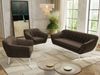 Wohnzimmerset PIRS 1-1-3, Skandinavisches 3-Sitzer Sofa mit Sesseln, Sofa mit Wellenfederung, weiße Füße, Skandinavisches Möbelset - Braun Velvet Bild 3