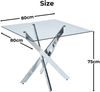 Esstisch 80 x 80 x 75 cm mit Glasplatte und Metallgestell, modern Bild 3
