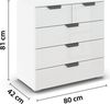 rauch Aditio Box, Kommode, 5 Schubladen, mit Glasfront, mit Softclose-Funktion, Farbe Weiß, BxHxT 80x81x42cm Bild 4