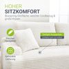 Juskys Sofa Coredo - modernes Cord Sofa mit Ottomane rechts, gemütliche Couch mit Schaumstoffpolsterung, Cordbezug & Kissen, modular - Creme Bild 4