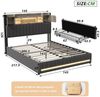 Gdood Polsterbett Stauraumbett Doppelbett LED, Leinenstoff (1-tlg, Zwei Buchsen Ladestation mit USB und Type-C), 140 x 200 cm, 4 Schubladen, in 4 Größen verfügbar Bild 2