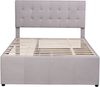 Merax Polsterbett 140x200 aus Leinen Doppelbett mit Schiebebett Ausziehbett & 3 Schubladen & Höhenverstellbares Kopfteil & Lattenrost Beige Bild 5