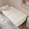 Schlafsofa 175x64x72 cm Weiß aus Sherpa mit Schlaffunktion, verstellbarer Rückenlehne und Seitentaschen Bild 4
