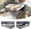 Merax Polsterbett Kinderbett Daybett 90x200cm Schlafsofa mit hydraulischem Stauraum, Grau Bild 2