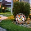 LED Solarleuchte silber, Kugel, Ahornblätter, Erdspitz, H 37 cm Bild 5