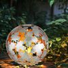 LED Solarleuchte silber, Kugel, Ahornblätter, Erdspitz, H 37 cm Bild 3