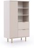 Lomadox Wohnzimmer-Set NADOR-132, (Mega-Spar-Set, 4-St, Couchtisch Highboard Lowboard Vitrine), Kaschmir mit goldfarbenen Metallgriffen und -füßen, Front Rillenoptik Bild 4