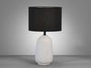 LED Tischlampe mit Keramikfuß Weiß & Leinenschirm Schwarz, Höhe 39cm Bild 3
