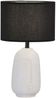 LED Tischlampe mit Keramikfuß Weiß & Leinenschirm Schwarz, Höhe 39cm Bild 2