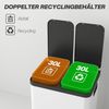 HOMCOM Mülltrennsystem Mülleimer Küche Treteimer, 2x30L, Softclose-Deckel, herausnehmbar, fingerabdruckresistent Bild 4