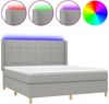 vidaXL Boxspringbett mit Matratze & LED Stoff Hellgrau 180x200 cm, Härtegrad: H2 [3138893] Bild 2