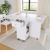 Flieks Esstisch klappbarer Küchentisch mit 2 Schubladen und Rollen (Länge 40/80/120xT75xH75 cm, 1-St, 1 Tisch), beweglich Klapptisch rechteckig Schreibtisch mit offenen Fächer Weiß Bild 3