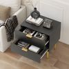 Nachttisch mit 2 Schubladen, Schwarz, Modernes Nutdesign, Holz Nachtschrank mit Metallbeinen, Beistelltisch Schlafzimmer Bild 4