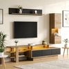 STILVORA Wohnzimmer-Set 3-teilig Wohnzimmer Möbel Set TV Schrank bis 80', Vitrine Hängeregal, (TV Wohnwand Set mit LED, TV-Schrank + Vitrine + Hängeregal, für TVs bis 80), Modulares Design,LED-Beleuchtung, flexible Aufstellung, viel Stauraum Bild 2