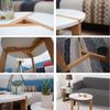 HOOZ Beistelltisch Bambus Sofatisch rund – Couchtisch Set Wohnzimmer Weiß-Natur Ø 50 cm (Einzelteil, 1-St, bestehend aus einem Kaffeetisch), Stilvoller Satztisch aus Bambus für Wohnzimmer und Schlafzimmer Bild 4