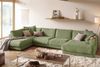 KAWOLA Sofa MADELINE Wohnlandschaft U-Form Cord olivgrün Longchair rechts 86 x 224 x 425 cm Bild 2