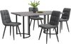 Essgruppe 5-teilig mit Marmor-Look Tisch 140×80 cm & 4 grau Samtstühlen,ergonomisch, ideal für Küche und Esszimmer Bild 2