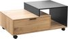 Moderner Couchtisch mit Stauraum â€“ Eichedekor & Schwarz, Schublade, Rollen, 90 x 50 x 40 cm Bild 4